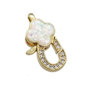 Copper Lobster Clasp Pave Fire Opal Zircon 18K Gold, approx 11-21mm [FD13910]