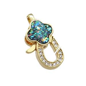 Copper Lobster Clasp Pave Fire Opal Zircon 18K Gold, approx 11-21mm [FD13911]