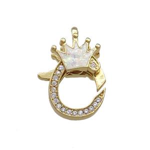 Copper Lobster Clasp Pave Fire Opal Zircon Crown 18K Gold, approx 15-21mm [FD13913]