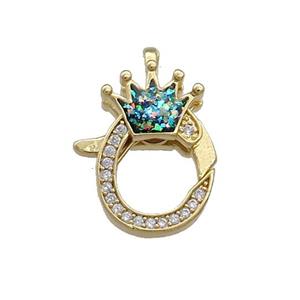 Copper Lobster Clasp Pave Fire Opal Zircon Crown 18K Gold, approx 15-21mm [FD13914]