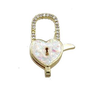 Copper Lobster Clasp Pave Fire Opal Zircon Lock 18K Gold, approx 10-24mm [FD13920]
