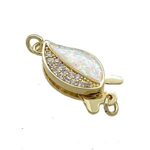 Copper Slide Clasp Pave Fire Opal Zircon Leaf 18K Gold, approx 8-13mm [FD13926]
