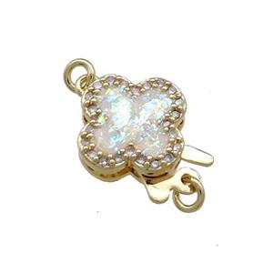 Copper Slide Clasp Pave Fire Opal Zircon Clover 18K Gold, approx 12mm [FD13927]