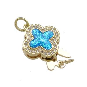 Copper Slide Clasp Pave Fire Opal Zircon Clover 18K Gold, approx 13mm [FD13929]