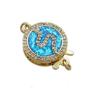 Copper Slide Clasp Pave Fire Opal Zircon Snake 18K Gold, approx 14mm [FD13941]