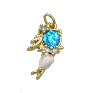 Copper Kids Pendant Pave Fire Opal Zircon 18K Gold, approx 12-18mm [FD13946]