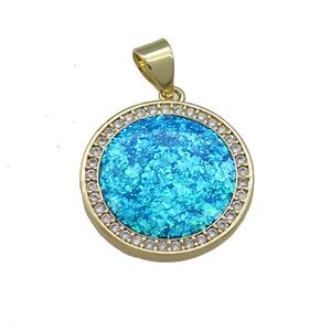 Copper Circle Pendants Pave Fire Opal Zircon 18K Gold, approx 17mm [FD13954]