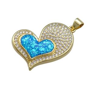Copper Heart Pendant Pave Fire Opal Zircon 18K Gold, approx 25mm [FD13966]