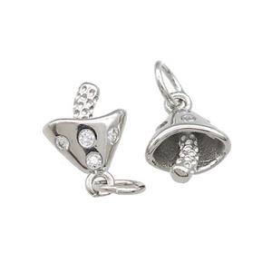 Copper Mushroom Pendant Pave Zircon Platinum Plated, approx 8mm [FD13991]