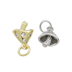 Copper Mushroom Pendant Pave Zircon Mixed, approx 8mm [FD13993]