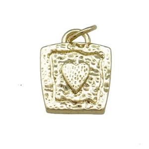 Copper Square Heart Pendant Gold Plated, approx 11mm [FD13997]