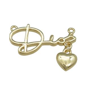 Copper Heart Pendant Love 2loops Gold Plated, approx 7mm, 13-25mm [FD14003]