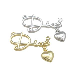 Copper Heart Pendant Love 2loops Mixed, approx 7mm, 13-25mm [FD14004]
