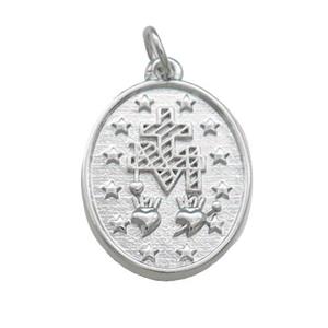 Copper Medallion Charms Pendant Oval Platinum Plated, approx 14-18mm [FD14011]