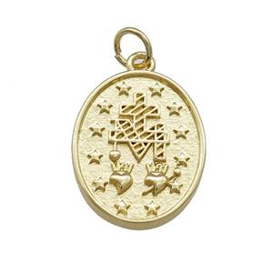 Copper Medallion Charms Pendant Oval Gold Plated, approx 14-18mm [FD14012]