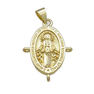 Copper Jesus Pendant Religious Medal Oval Gold Plated, approx 15-20mm [FD14017]