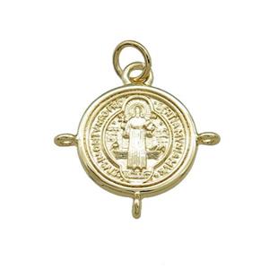 Copper Jesus Pendant Religious Medal Charms Circle Gold Plated, approx 16mm [FD14019]