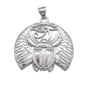 Copper Beetle Pendant Insect Charms Platinum Plated, approx 23-27mm [FD14029]