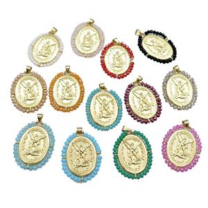 Fairy Charms Copper Oval Pendant With Crystal Glass Wire Wrapped Gold Plated Mixed, approx 27-35mm [FD14079]