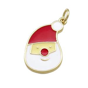 Christmas Gingerbread Man Charms Copper Pendant Red White Enamel Gold Plated, approx 12-19mm [FD14098]