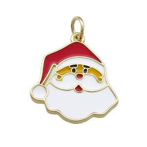 Christmas Santa Claus Charms Copper Pendant Red White Enamel Gold Plated, approx 16-17mm [FD14099]