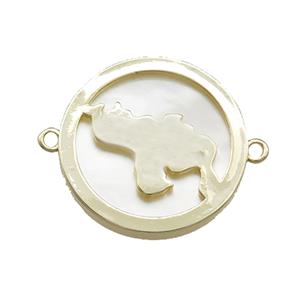Copper Circle Connector Pave Shell Rhinoceros Gold Plated, approx 22mm [FD14126]