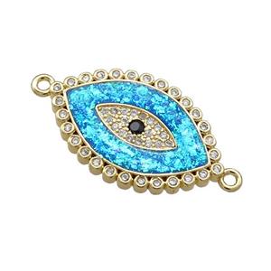 Evil Eye Charms Copper Connector Pave Blue Fire Opal 18K Gold Plated, approx 15-24mm [FD14213]
