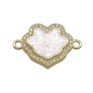 Copper Flower Connector Pave White Fire Opal Zircon 18K Gold Plated, approx 16-18mm [FD14220]