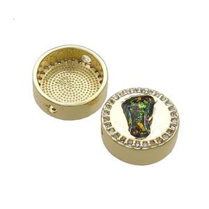 Copper Button Beads Pave Fire Opal Barefoot 18K Gold Plated, approx 12mm [FD14366]