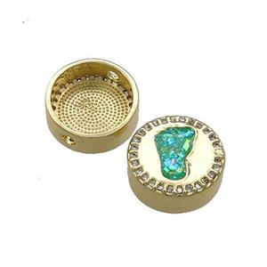 Copper Button Beads Pave Green Fire Opal Barefoot 18K Gold Plated, approx 12mm [FD14367]