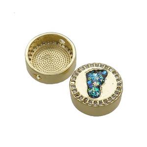 Copper Button Beads Pave Multicolor Fire Opal Barefoot 18K Gold Plated, approx 12mm [FD14369]