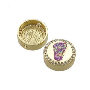 Copper Button Beads Pave Fuchsia Fire Opal Barefoot 18K Gold Plated, approx 12mm [FD14370]