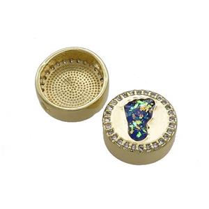 Copper Button Beads Pave Multicolor Fire Opal Barefoot 18K Gold Plated, approx 12mm [FD14371]