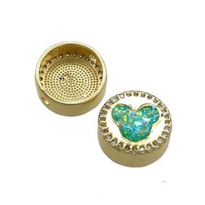 Copper Button Beads Pave Green Fire Opal 18K Gold Plated, approx 12mm [FD14373]