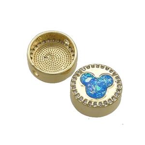 Copper Button Beads Pave Blue Fire Opal 18K Gold Plated, approx 12mm [FD14374]