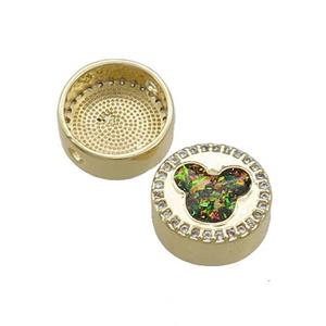 Copper Button Beads Pave Multicolor Fire Opal 18K Gold Plated, approx 12mm [FD14375]