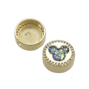 Copper Button Beads Pave Multicolor Fire Opal 18K Gold Plated, approx 12mm [FD14376]