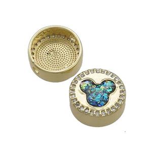 Copper Button Beads Pave Fire Opal 18K Gold Plated, approx 12mm [FD14377]