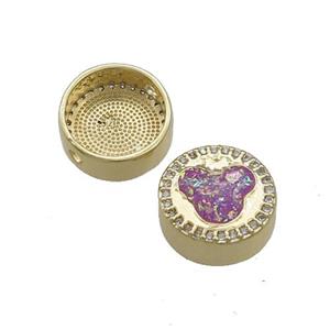 Copper Button Beads Pave Fuchsia Fire Opal 18K Gold Plated, approx 12mm [FD14378]