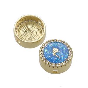 Copper Button Beads Pave Blue Fire Opal 18K Gold Plated, approx 12mm [FD14382]