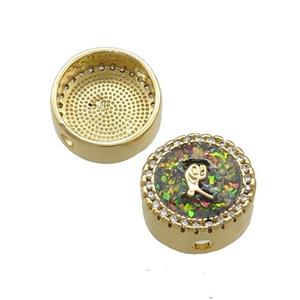 Copper Button Beads Pave Multicolor Fire Opal 18K Gold Plated, approx 12mm [FD14383]