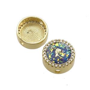 Copper Button Beads Pave Multicolor Fire Opal 18K Gold Plated, approx 12mm [FD14384]