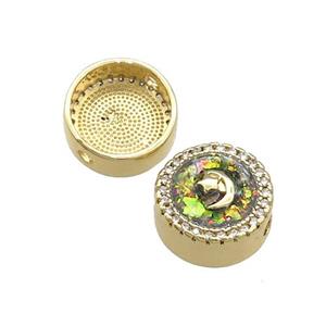 Copper Button Beads Pave Fire Opal Moon Star 18K Gold Plated, approx 12mm [FD14416]