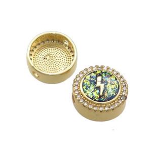 Copper Button Beads Pave Fire Opal Lightning 18K Gold Plated, approx 12mm [FD14420]