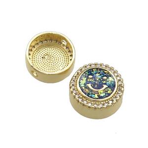 Copper Button Beads Pave Multicolor Fire Opal Happyface 18K Gold Plated, approx 12mm [FD14425]