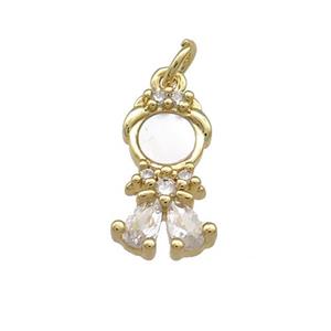 Copper Kids Pendant Pave Shell Zircon 18K Gold Plated, approx 9-16mm [FD14441]