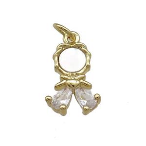 Copper Kids Pendant Pave Shell Zircon 18K Gold Plated, approx 10-15mm [FD14442]