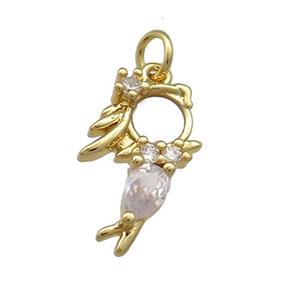 Copper Kids Pendant Pave Shell Zircon 18K Gold Plated, approx 10-18mm [FD14443]