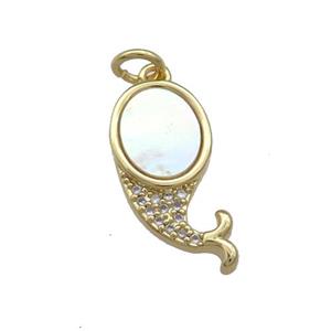 Mermaid Charms Copper Pendant Pave Shell Zircon 18K Gold Plated, approx 10-20mm [FD14445]