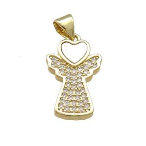 Copper Angel Charms Pendant Pendant Pave Shell Zircon 18K Gold Plated, approx 12-18mm [FD14447]
